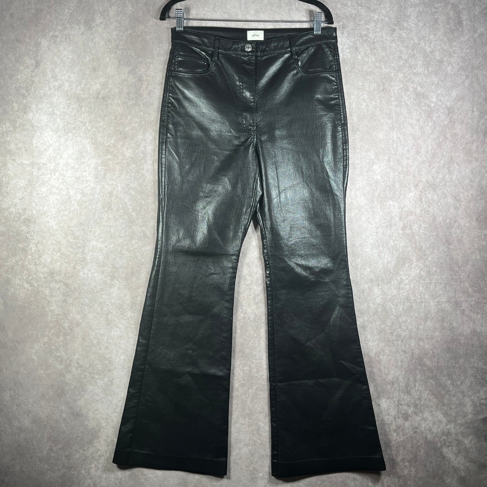 Aritzia Wilfred The Melina Flare Pants Womens Size 10 Black Vegan Leather Ankle